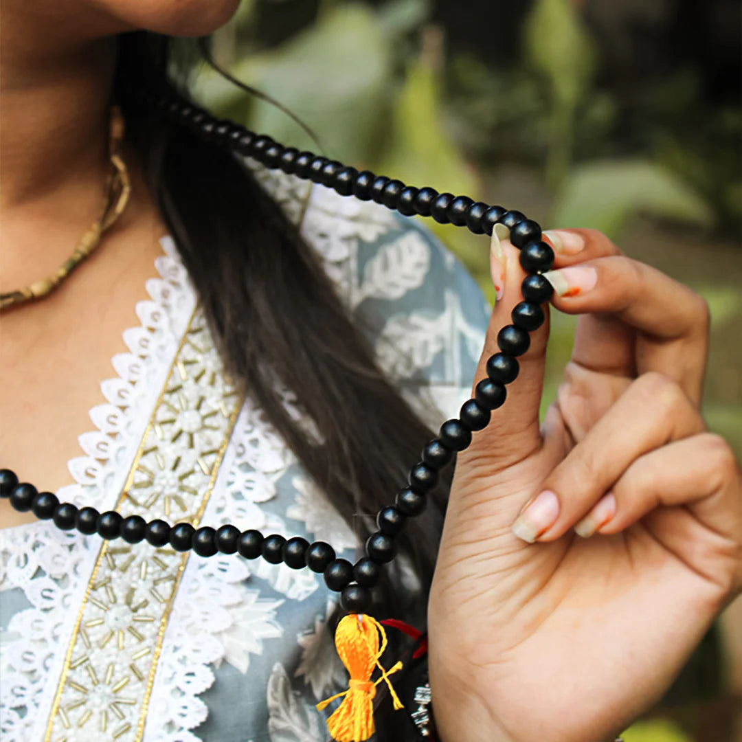 108+1 Divya Karungali Mala - Natural Ebony Wood Beads (Govt. Certified)